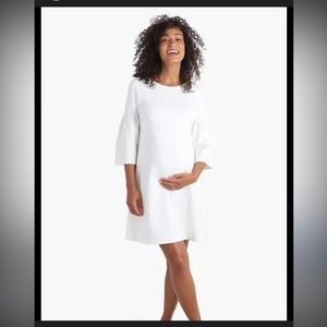 Like new Ingrid & Isabel White Maternity Shift Dress with Bell Sleeves size 8
